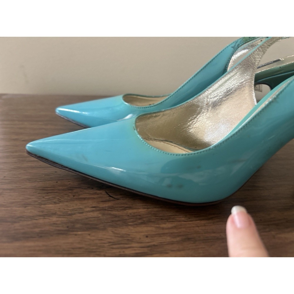 Dolce & Gabbana Patent Leather Slingback Pumps Turquoise EU 38.5 US 7.5/8 READ - Picture 8 of 16